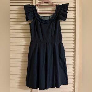 Kirribilla Navy Pleated Dress with Ruffle Sleeve Sz 2